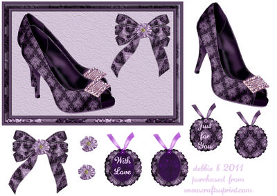 Kensington Lilac Damask Shoes and Bow