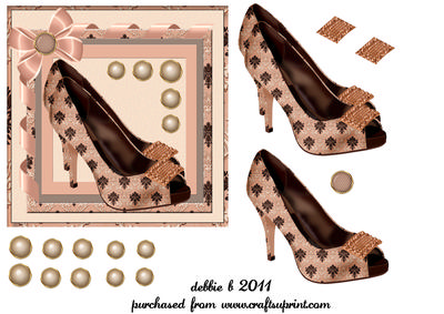 Kensington Peach and Brown Damask Shoes