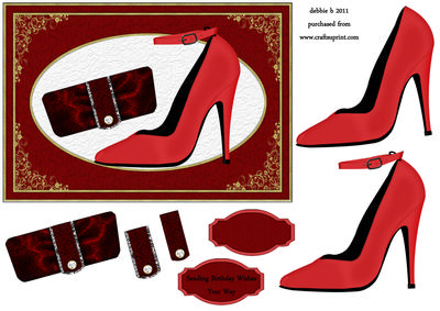 Red Sateen Ankle Strap Shoe and Purse