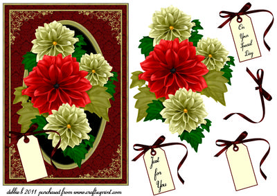 Cream & Red Dahlias