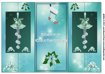 A Beautiful Blue Christmas Double Fold Back Card