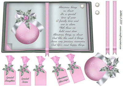 Pink Bauble Christmas Book Sheet