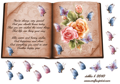 Birthday Butterflies Open Book Sheet