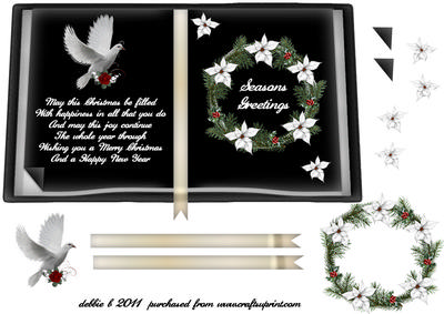 Black and White Christmas Open Book Sheet