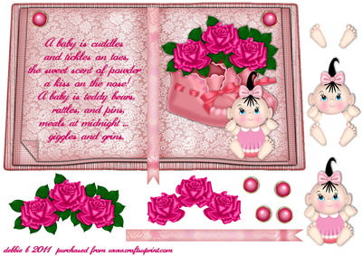 Beautiful in Pink New Baby Book Sheet