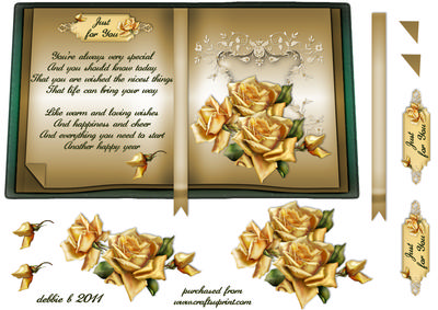 Golden Roses Open Book Sheet