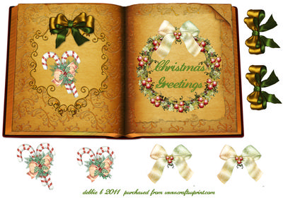 Berry Wreath and Candy Canes Open Book Sheet