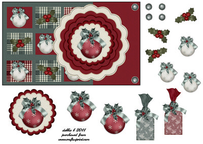 Christmas Baubles 9 Panel Card