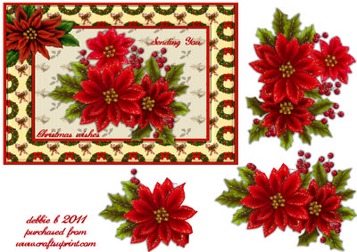 Glittery Poinsettia and Holly Berries