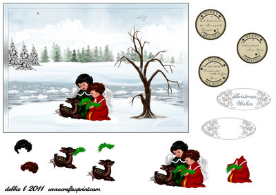 Christmas Deer and Little Angels