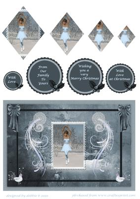 Blue Christmas Diamond Pyramid Card