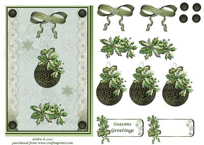 Green Poinsettia Christmas Card
