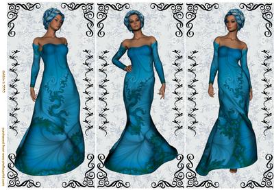 Lady in Blue Tri Fold Card