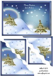 Christmas Tree Scene Scallop Edged Corner Stacker