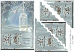 Lone Swan in Flight Scallop Edged Corner Stacker