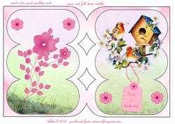 Spring Birdhouse Triple Arch Card