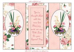Pink Floral Double Oval Fold Back Card