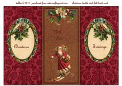 Christmas Holly Double Oval Fold Back Card