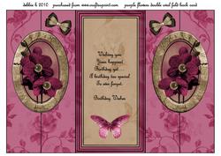 Raspberry Pink and Brown Birthday Double Fold Back Card