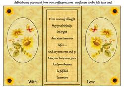 Sunflowers Birthday Double Fold Back Card