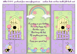Rainbow, Birds and Bees Double Fold Back Card