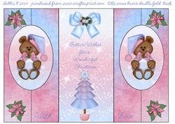 Little Pastel Xmas Bears Double Fold Back Card