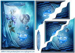 Blue Roses and Hearts Wavy Corner Stacker