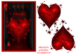 Deep Red Filigree Heart Quick Card