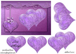 Double Lilac Embossed Hearts