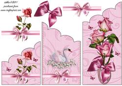 Pink Rose Floral Scalloped Edge Cascade Card