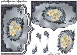 Cream Lillies Framed Elegant Double Scalloped Front
