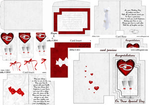 Deep Red and White Wedding Missing Corners Kit