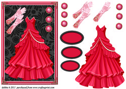 Vintage Gown and Gloves in Deep Red