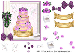 A Beautiful Wedding Cake and Bouquet