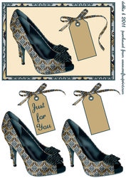Gold and Black Damask Shoes and Matching Tags