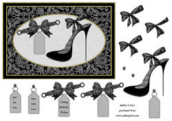 Classic High Heel Shoe and Matching Bow and Ribbon Tag