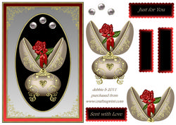 Beautiful Decorative Open Egg and Deep Red Rose