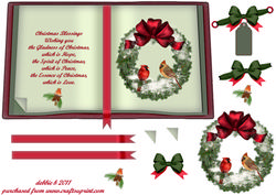 Christmas Cardinals and Snowy Wreath Book Sheet