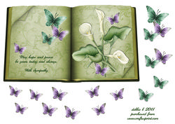 Lillies and Butterflies Sympathy Open Book Sheet