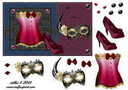 Masquerade Mask, Sexy Corset and Shoes