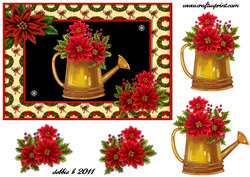 Glittery Poinsettia in a Golden Watering Can