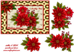 Glittery Poinsettia and Holly Berries
