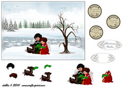 Christmas Deer and Little Angels