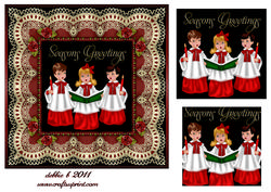 Singing Carols in a Pretty Lace and Rose Frame