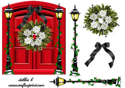 Festive Door and Wreath in Red