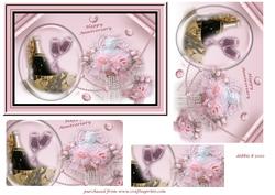 Anniversary in Pink Pyramid Card