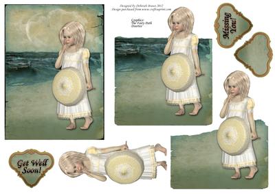 Vintage: Little Girl on Beach - Missing You