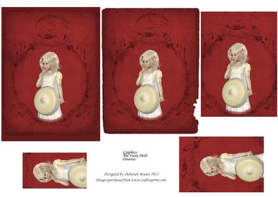 Vintage: Little Girl on Red Background