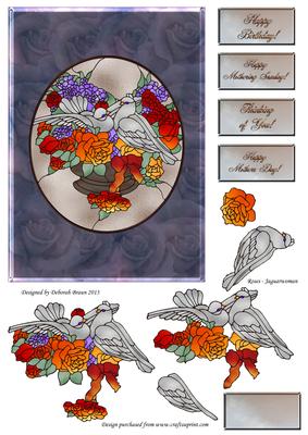 Dove Stained Glass in Rose Frame 3