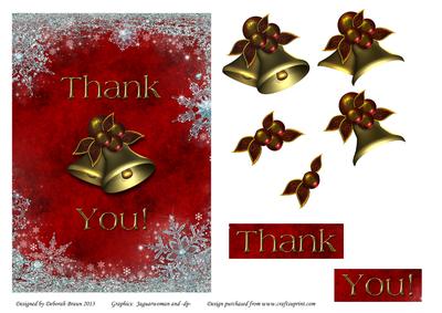 Christmas Thank You - Gold Bells